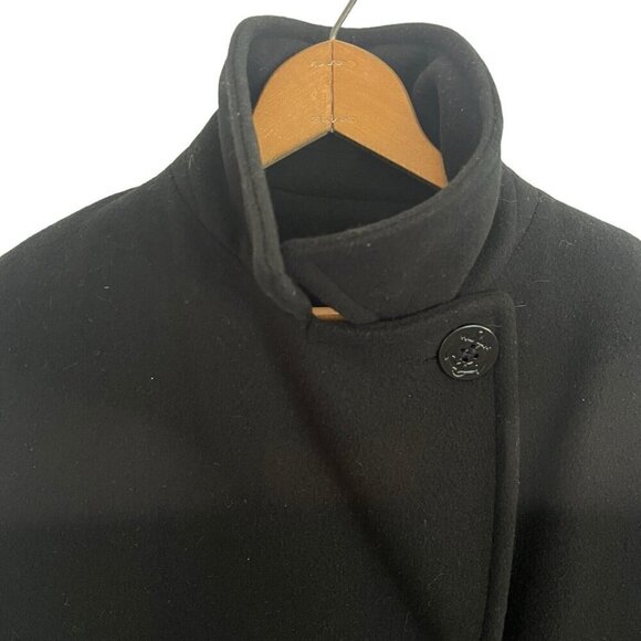 Vintage J Percy Womens Merino Wool Pea Coat Classic Black Size 8 Nautical Anchor - Picture 5 of 11